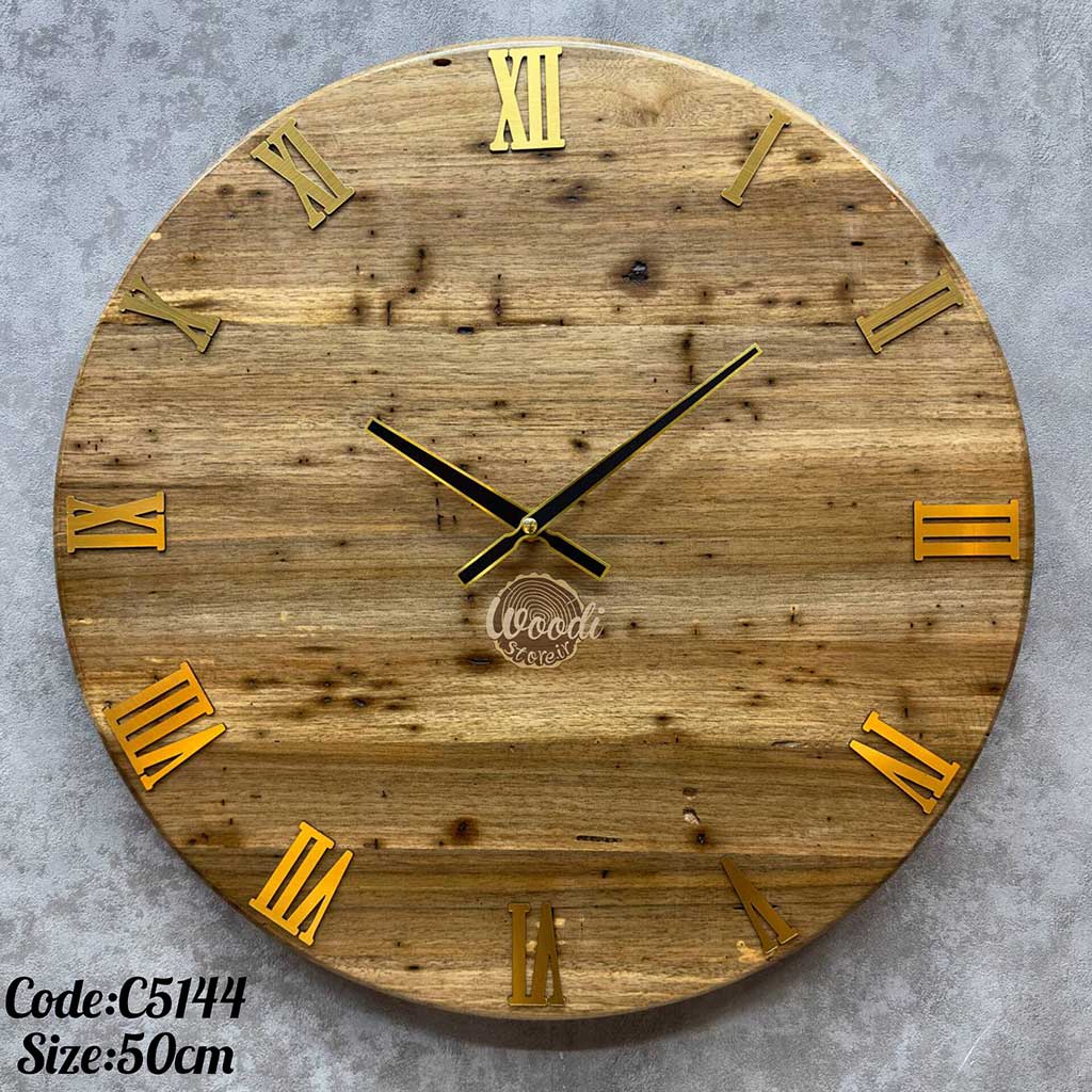 ساعت دیواری روستیک قطر 50 چوب گردو تمام صفحه کد C5144