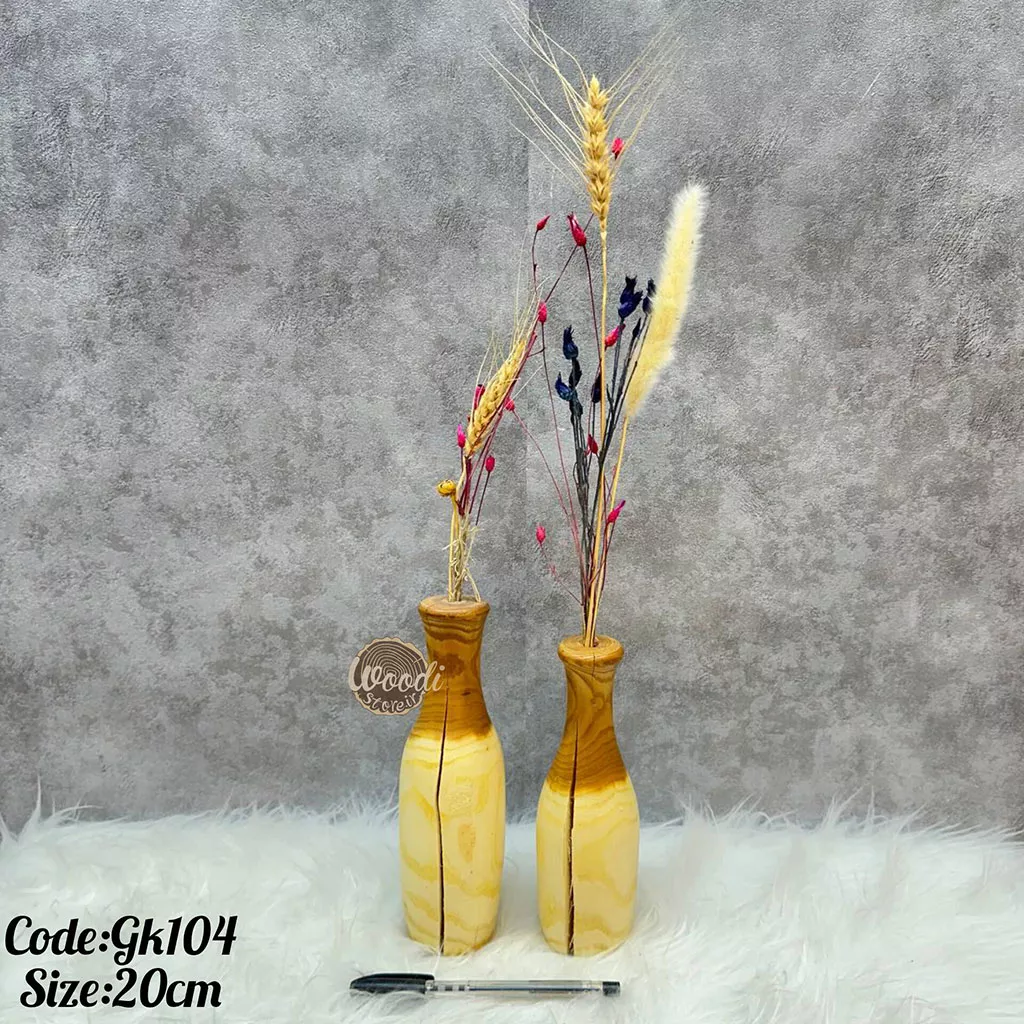 گلدان چوبی روستیک با ارتفاع 20سانتی متر چوب سنجد کد gk104