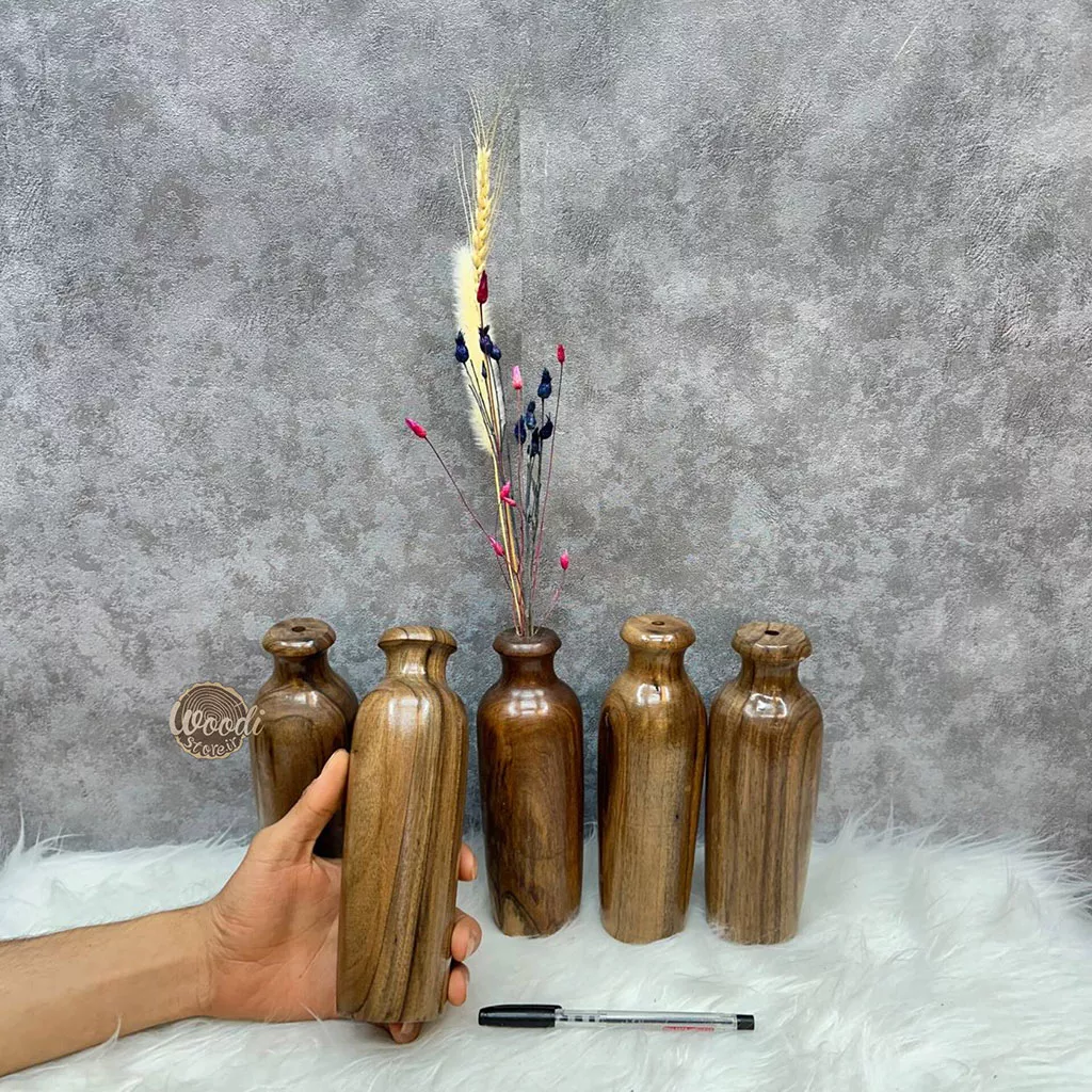 گلدان چوبی روستیک ارتفاع 20 و قطر7 سانتی متر چوب گردو کد gk116 - تصویر 2