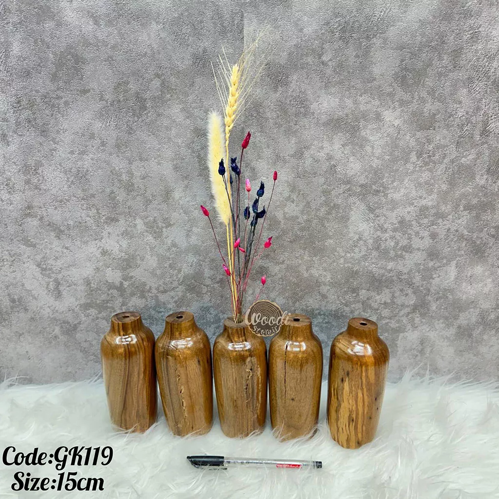 گلدان چوبی روستیک ارتفاع 15 و قطر7 سانتی متر چوب گردو کد gk119