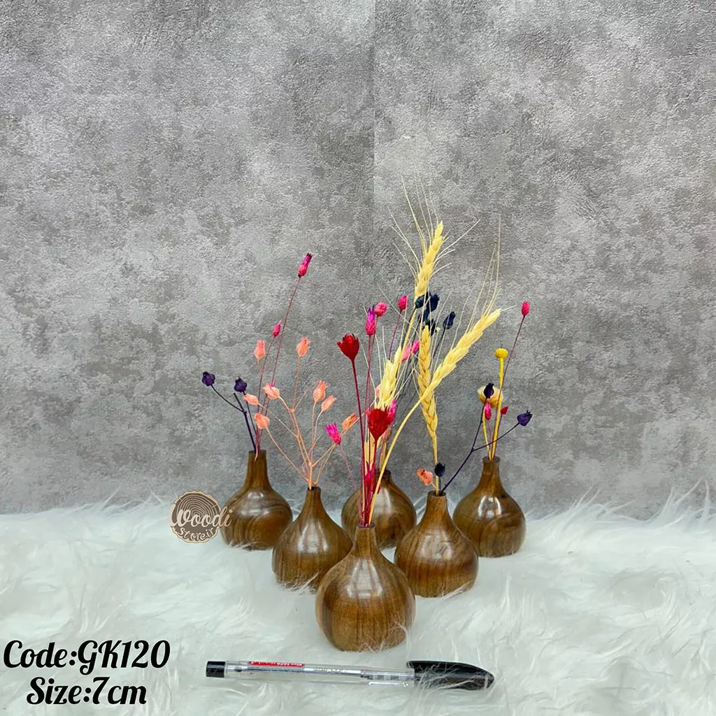 گلدان چوبی روستیک ارتفاع 7 و قطر7 سانتی متر چوب گردو کد gk120